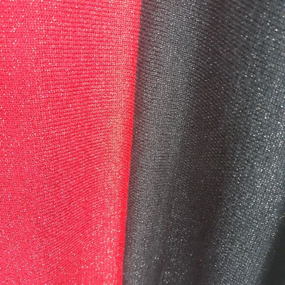 STYLE & CO. Cowl Neck Sweater Top Womens XL Red Black Shimmer Festive Dolman - Picture 6 of 12